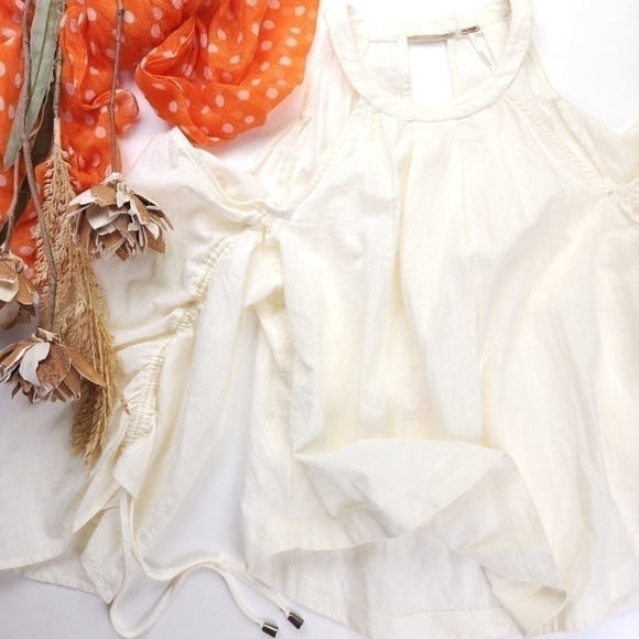 Free People Cream Cold Shoulder Top Sz Xs - Picture 4 of 15